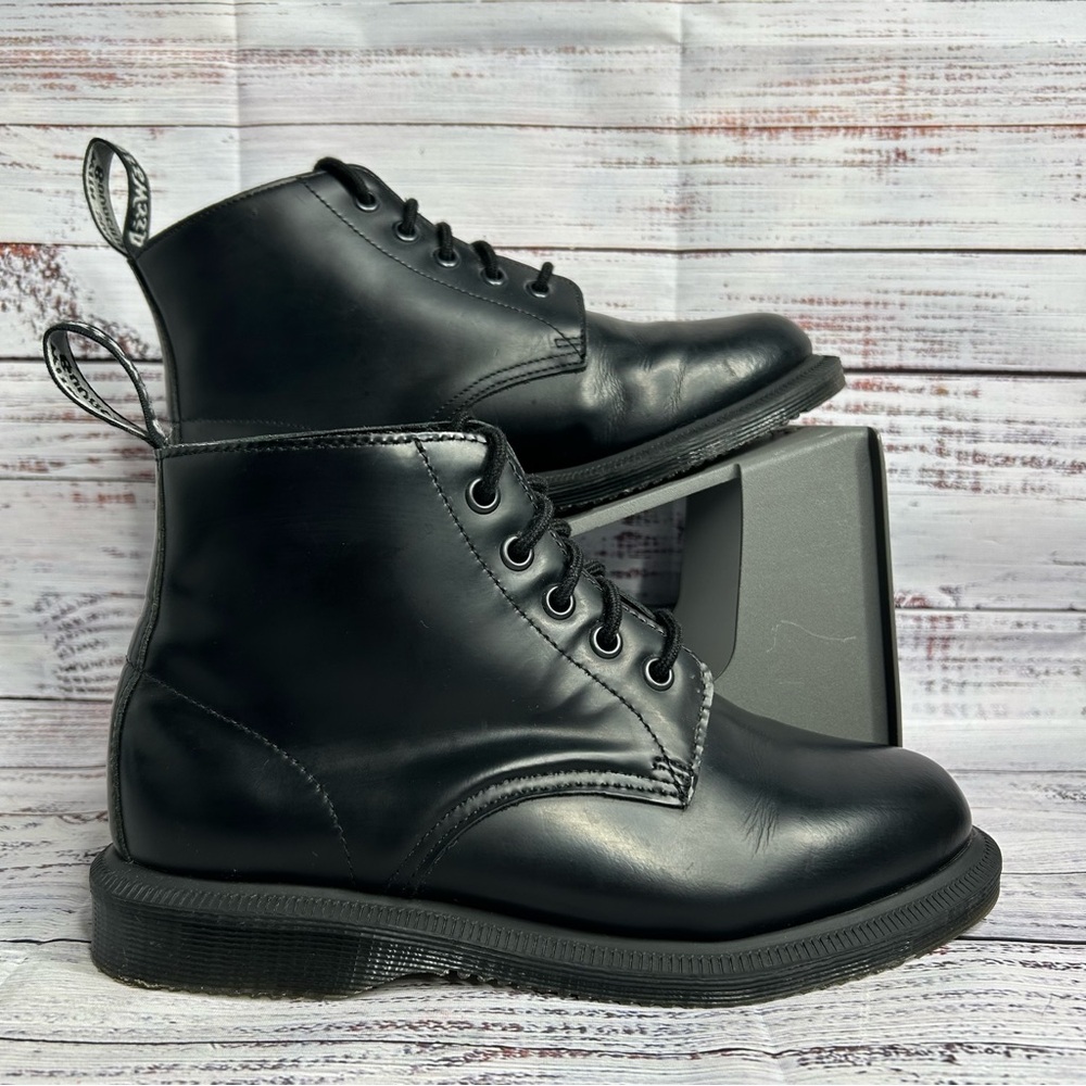 Dr Martens Emmeline Black Smooth Leather Lace Up Ankle Boots Women’s Size 5